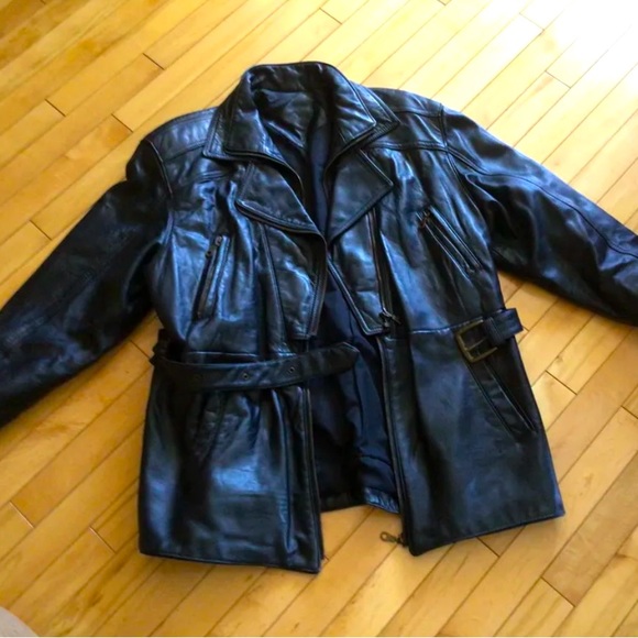 Black Leather Oversized Jacket - Picture 1 of 1